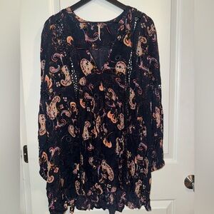 Free People Navy Multicolor Paisley Just the Two of Us Tunic
